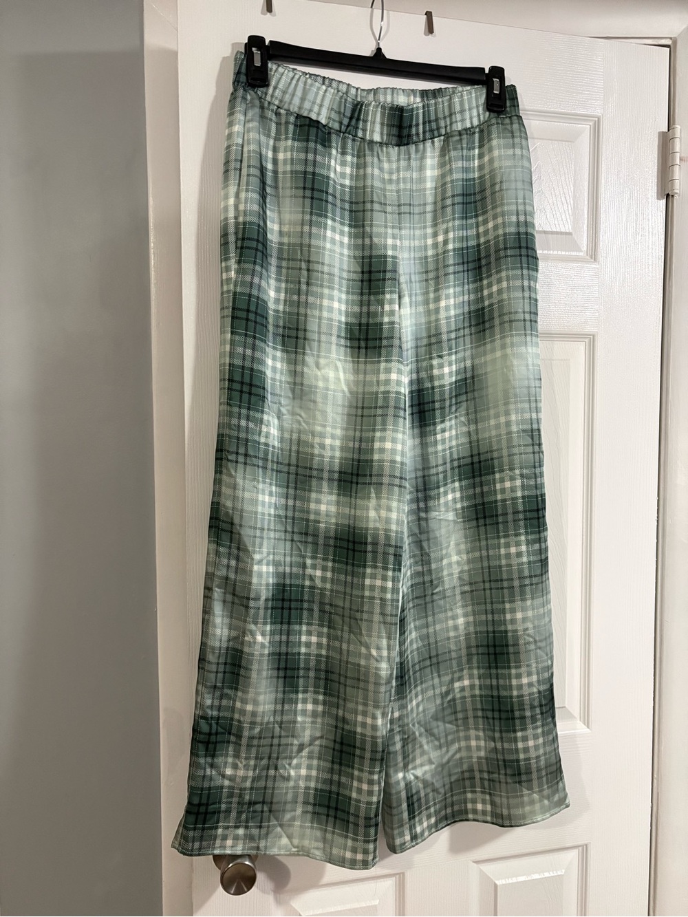 Alfani Mint Green Plaid Satin Pants